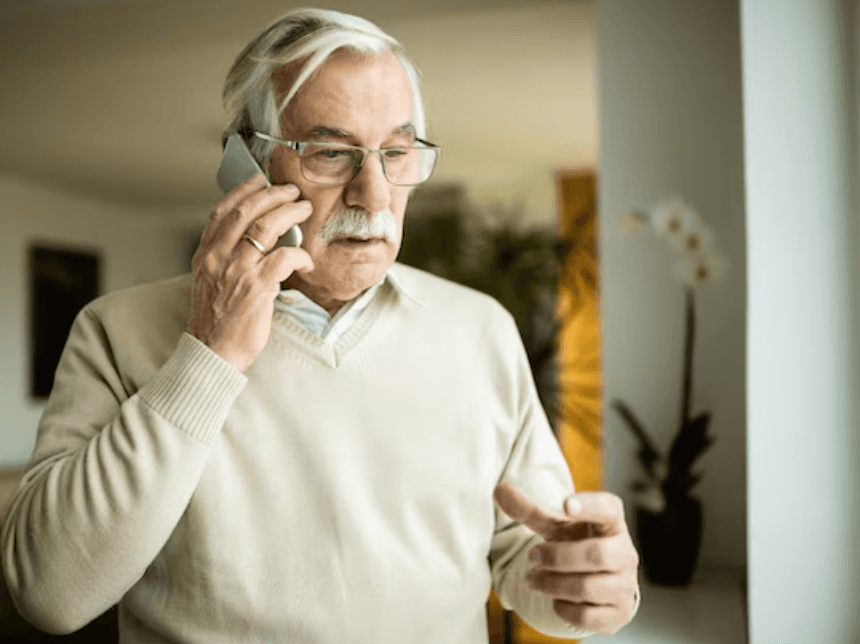 Person calling their representative at home